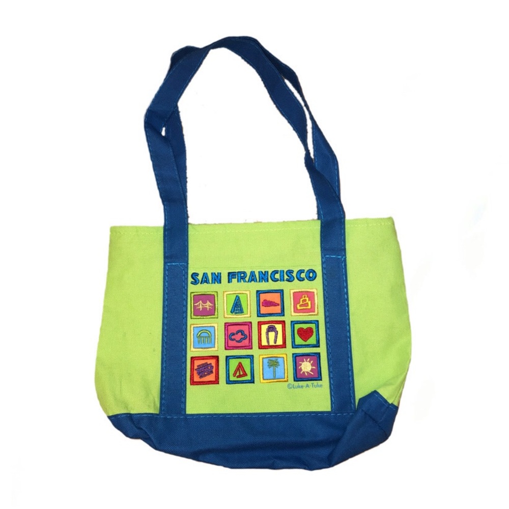 Luke A Tuke San Francisco Mini Tote Bag, Green and Blue